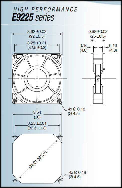 48V DC Brushless Cooling Fan 92x92x25mm with Tachometer Alarm - E9225H48B1 FSR - Perfect for Server Racks, Industrial Equipment & PC Cooling Systems