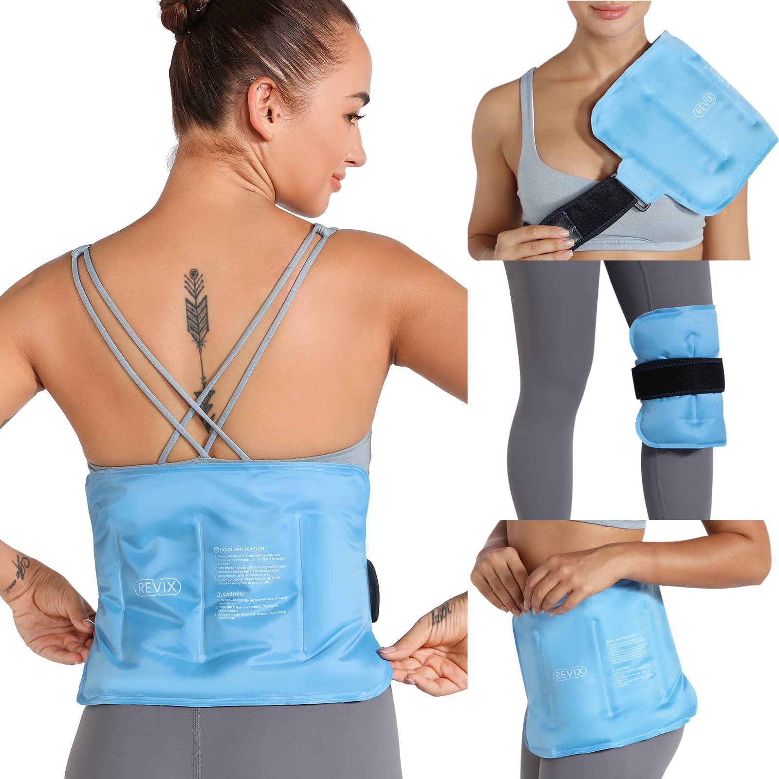 REVIX Reusable Gel Ice Pack for Back & Shoulder Pain Relief - Cold Therapy for Injuries, Swelling, Sore Muscles - Perfect for Post-Workout Recovery & First Aid Kits