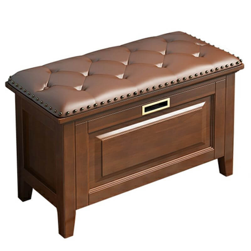 Modern Faux Leather Rectangle Storage Ottoman with Nailhead Trim - Versatile Footrest, Coffee Table & Hidden Storage for Living Room, Bedroom & Office