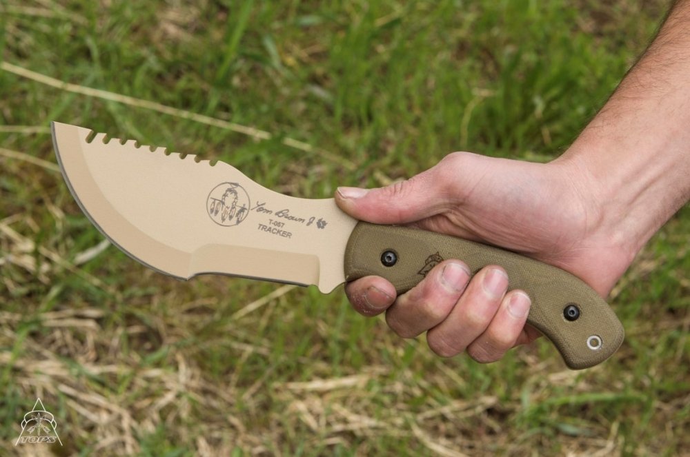 TOPS Knives Tom Brown Tracker Fixed Blade Knife - Survival & Outdoor Hunting Tool for Camping, Bushcraft & Wilderness Adventures