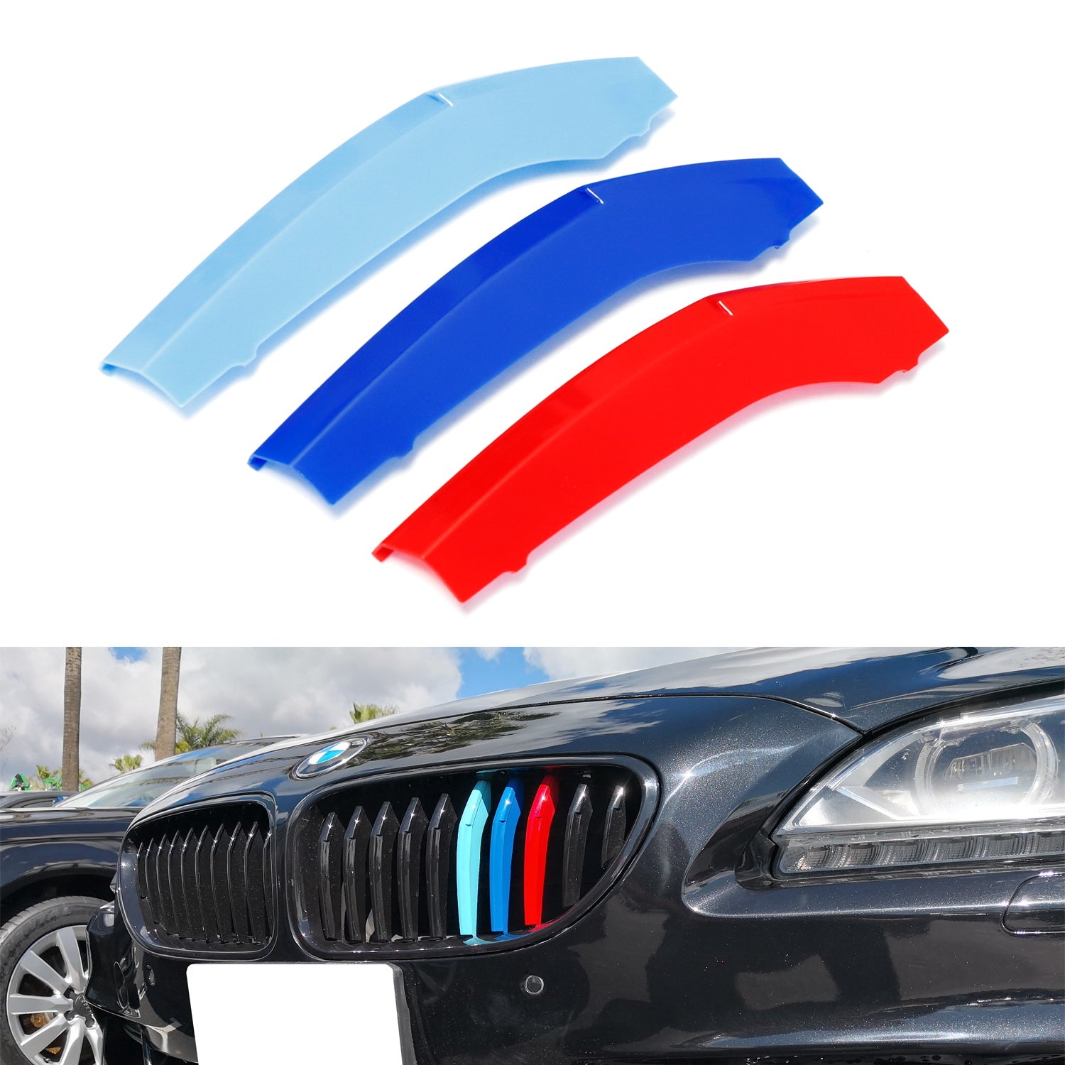 BMW G32 6 Series M Color Grille Insert Trims (2018+ Models) - 9 Standard Grill Beams | Front Bumper Upgrade for Enhanced Style & Sporty Look | Perfect for Car Enthusiasts & Custom Builds