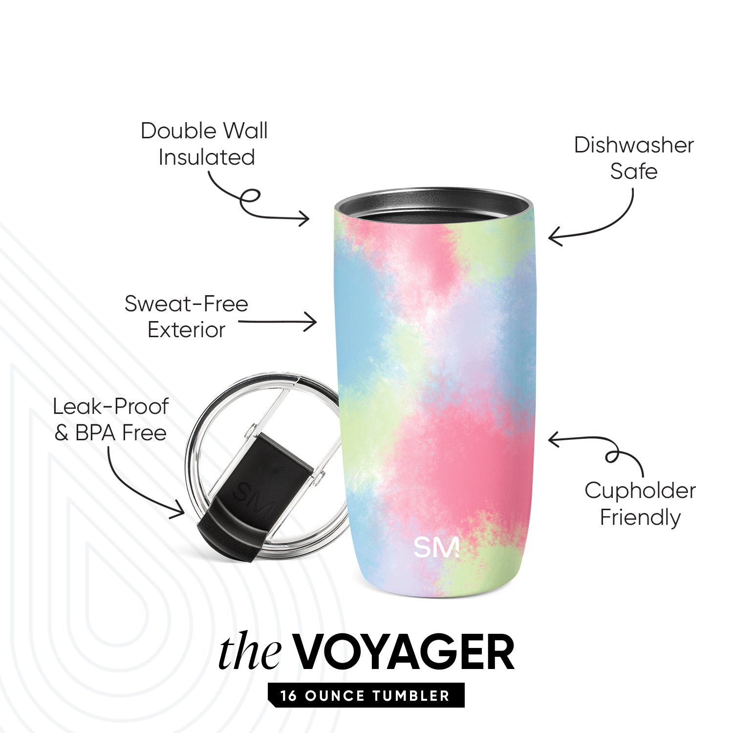 Voyager 20oz Insulated Tumbler with Clear Flip Lid & Straw - Leakproof Stainless Steel Travel Mug for Hot & Cold Drinks - Perfect for Office, Gym, Hiking and Outdoor Activities