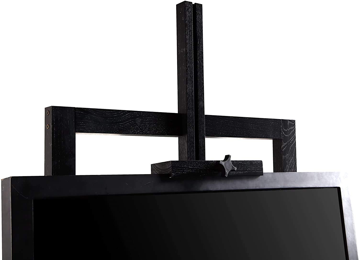 Posh Pollen Cullen Easel Style Entertainment Console - Black TV Stand for Living Room, Bedroom & Home Theater | Modern Media Storage Unit with Adjustable Shelves