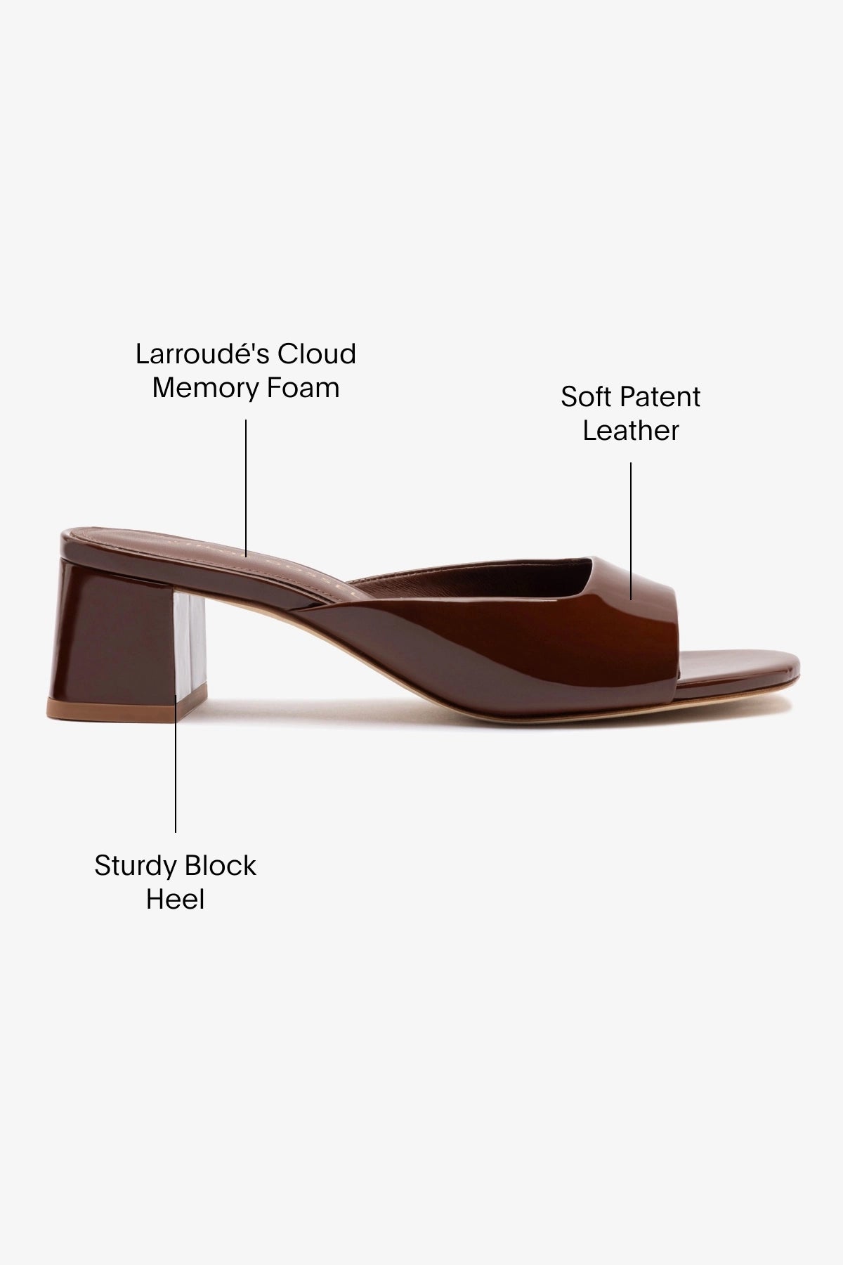 Chloe Gosselin by Larroudé Anah Mule - Brown Patent Leather Women's Shoes for Casual & Office Wear