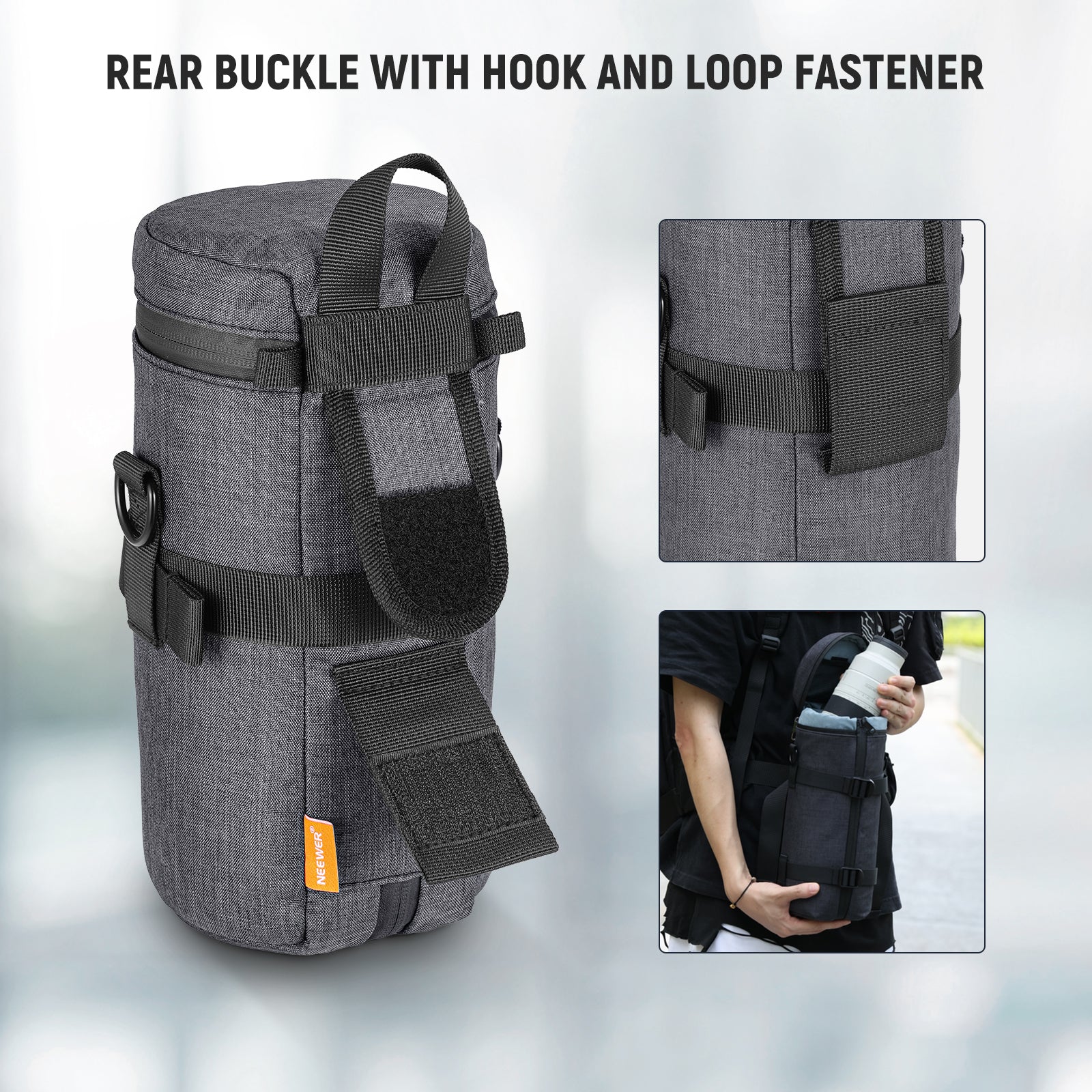 NEEWER PB012 Camera Lens Pouch - Waterproof Protective Case for DSLR & Mirrorless Lenses - Perfect for Travel, Hiking & Outdoor Photography Gear Storage