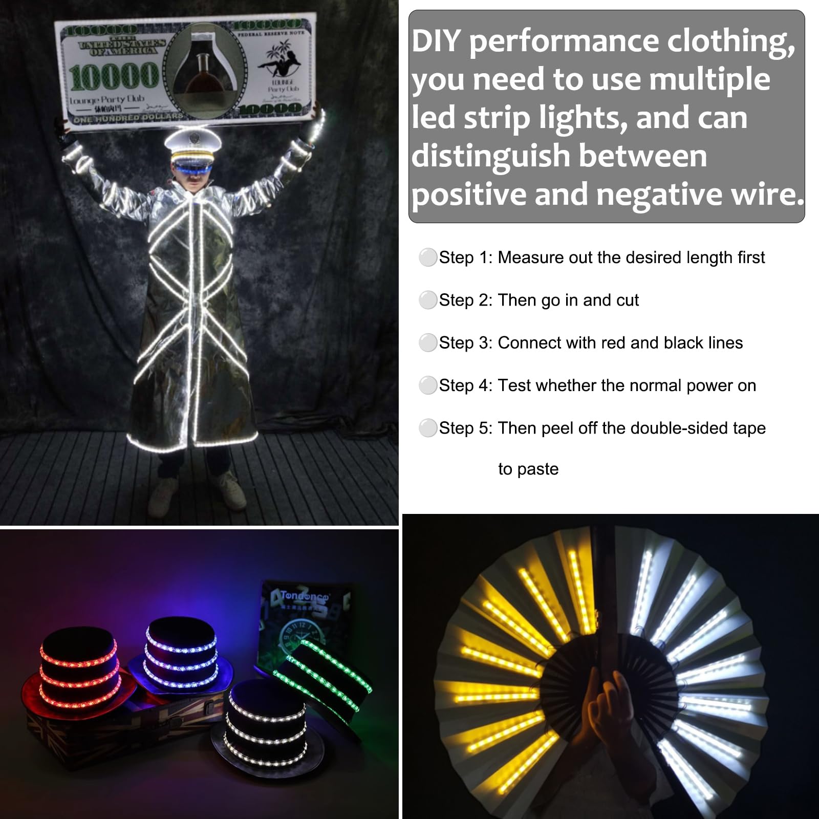 Battery Powered LED Strip Lights - 13.2ft Warm White with Remote Control, 240 LEDs Dimmable & Cuttable, Waterproof for Home Decoration, Bedroom, Kitchen, Bathroom, Fish Tank, Wedding Decor - Timer Function Included