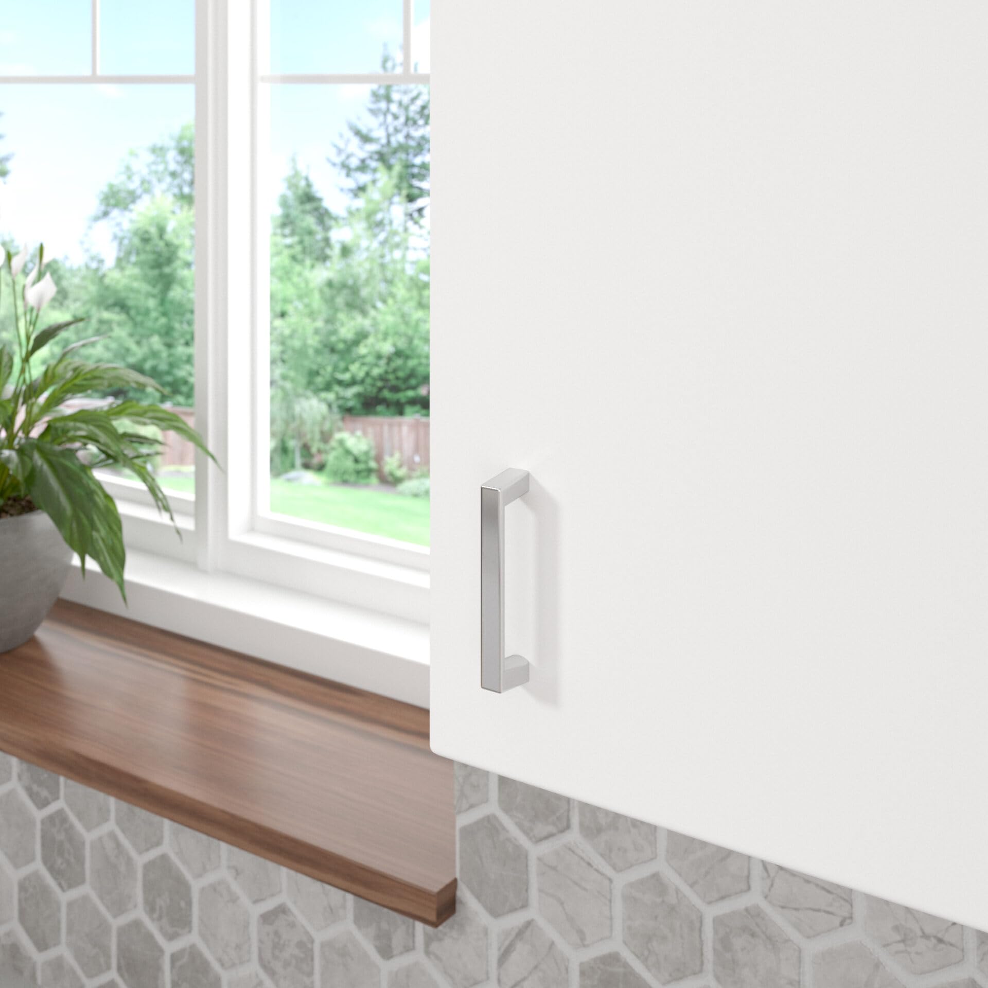 Modern Chrome Rectangular Cabinet & Drawer Pull Handle - 3 Inch (76mm) Center-to-Center - Richelieu Hardware BP10743140 Eglinton Collection - Perfect for Kitchen Cabinets, Bathroom Vanities & Furniture Upgrades