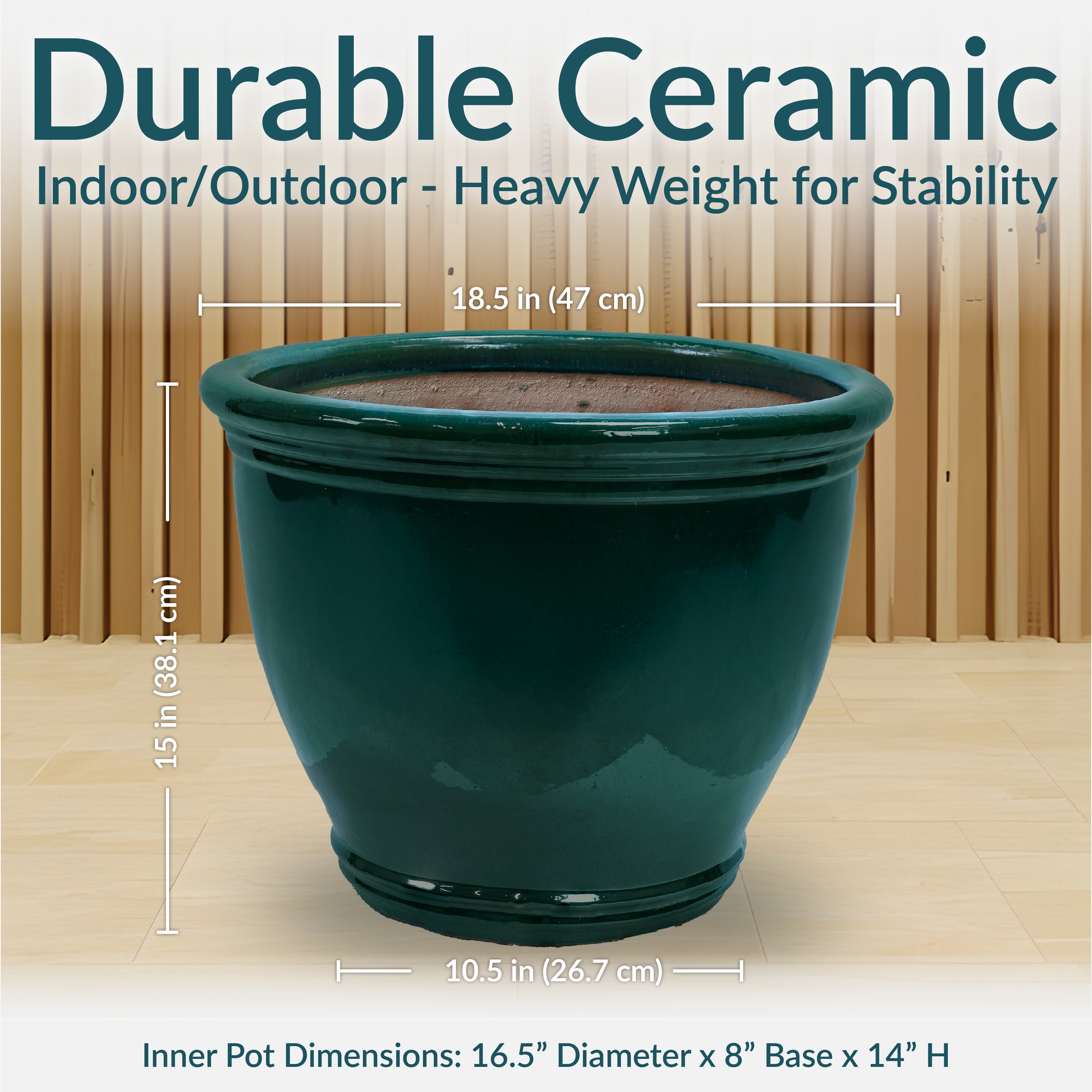 Sunnydaze Studio Round Glazed Ceramic Planter with Drainage Hole - Indoor Outdoor Flower Pot for Plants, Succulents, Herbs - Perfect for Patio, Garden, Balcony Decor