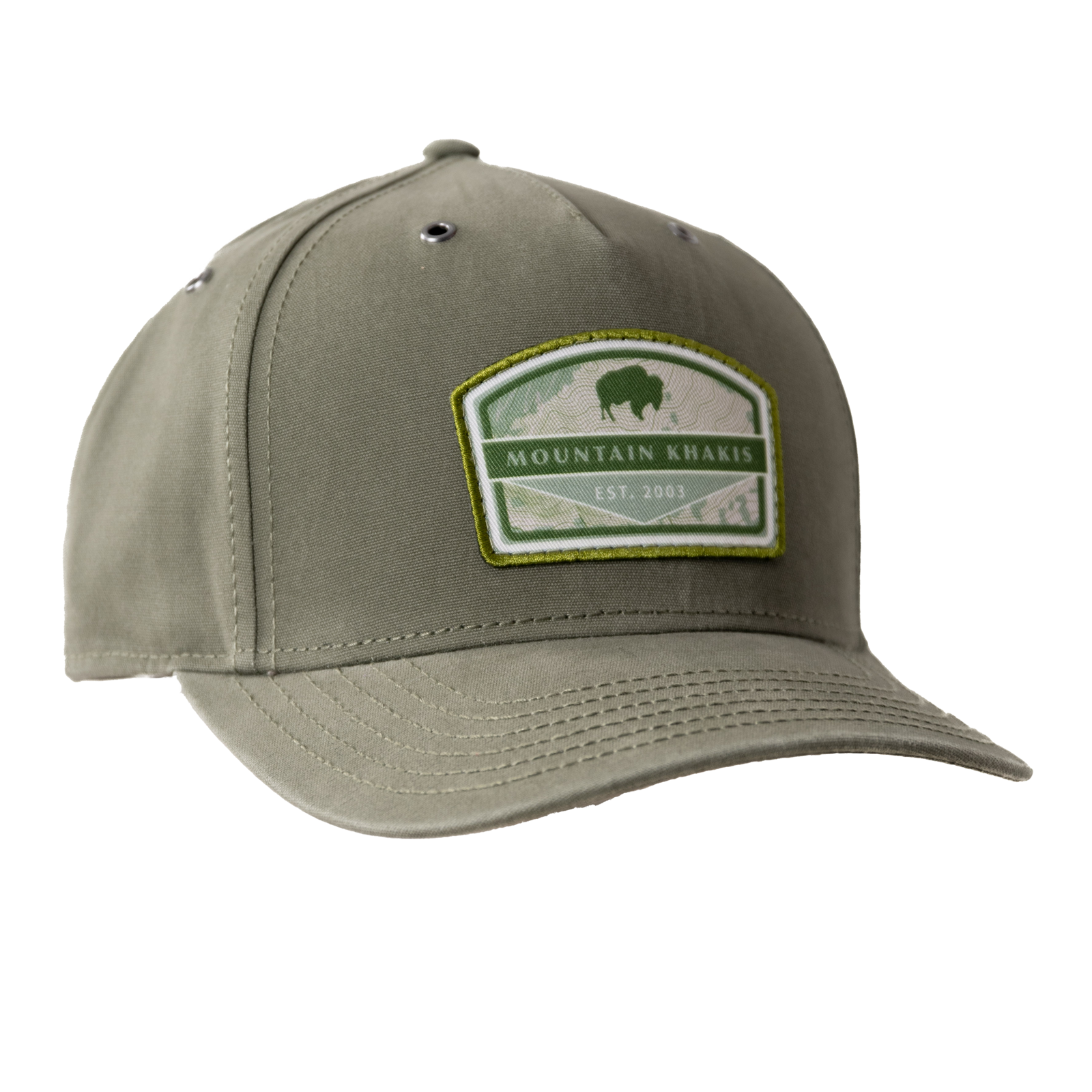 Topo Patch Hat - Olive Green Outdoor Adventure Cap for Hiking, Camping & Travel - Vintage Style Adjustable Baseball Cap