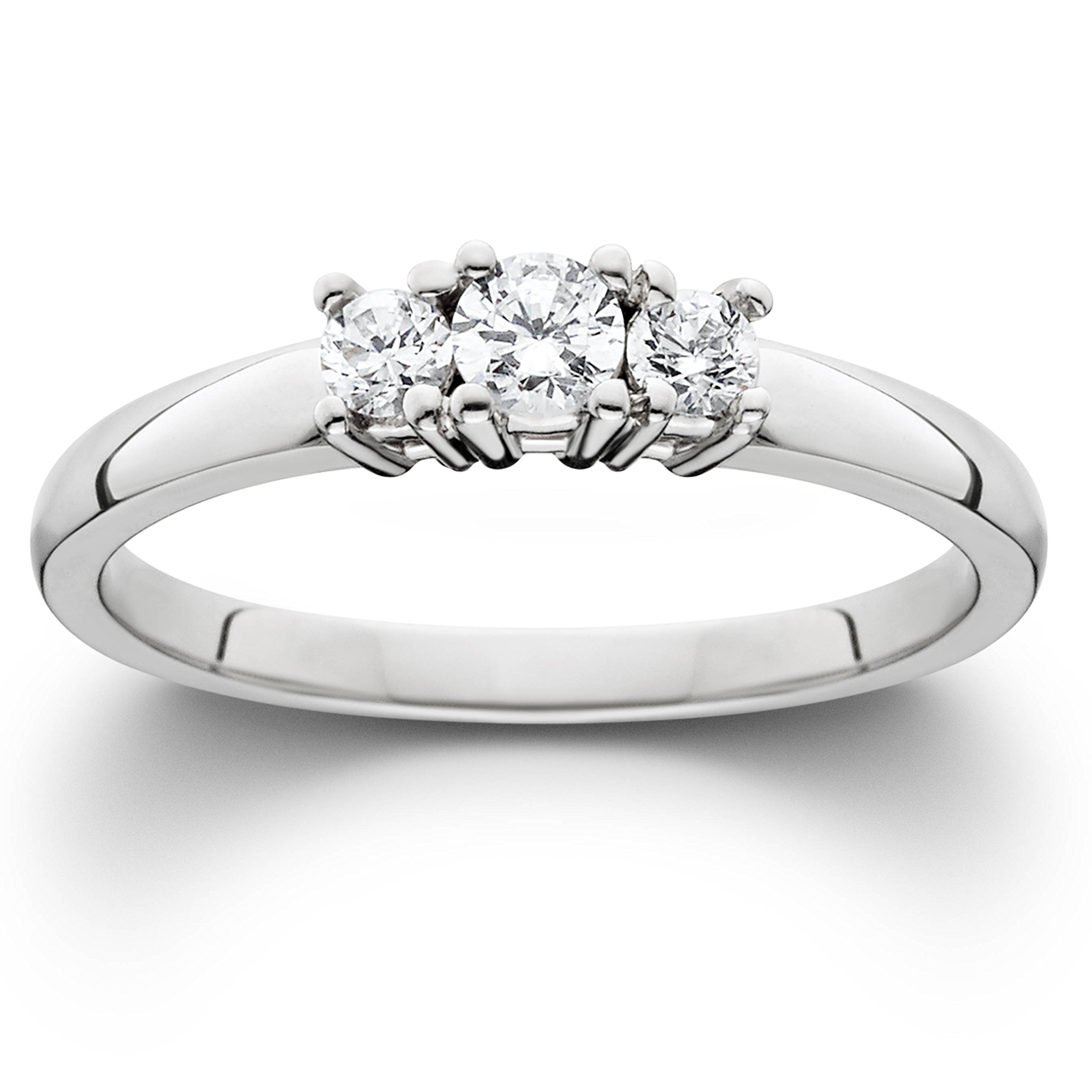 1/4 Carat White Gold Three Stone Diamond Engagement Ring for Women - Perfect for Proposals, Anniversaries & Special Occasions