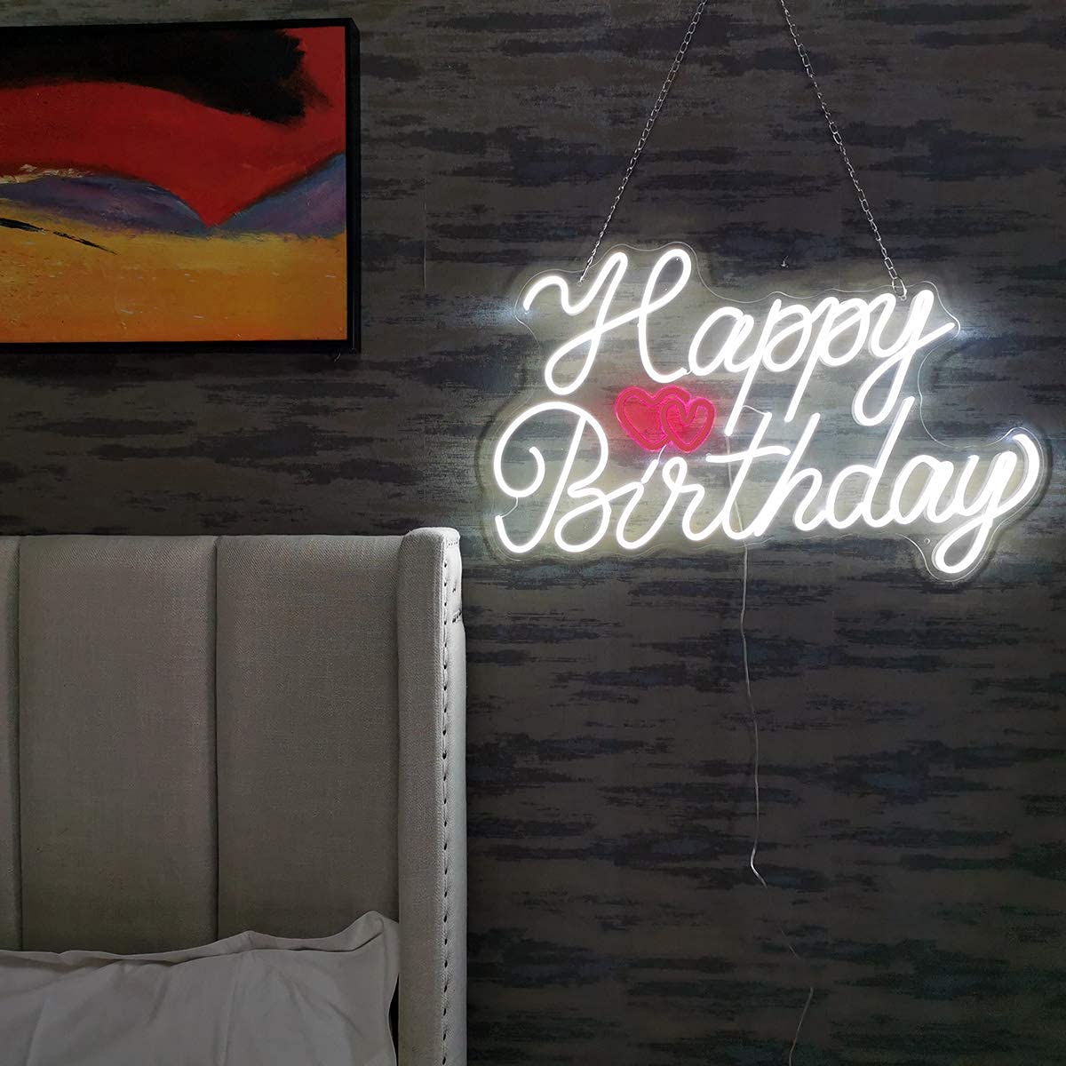 28 Inch Happy Birthday LED Neon Light Sign for Wall - Customizable Party Decor for Kids, Friends, Lovers - Perfect for Home, Restaurant & Hotel Celebrations - Durable Wall Hanging Light for Birthday Parties & Special Events