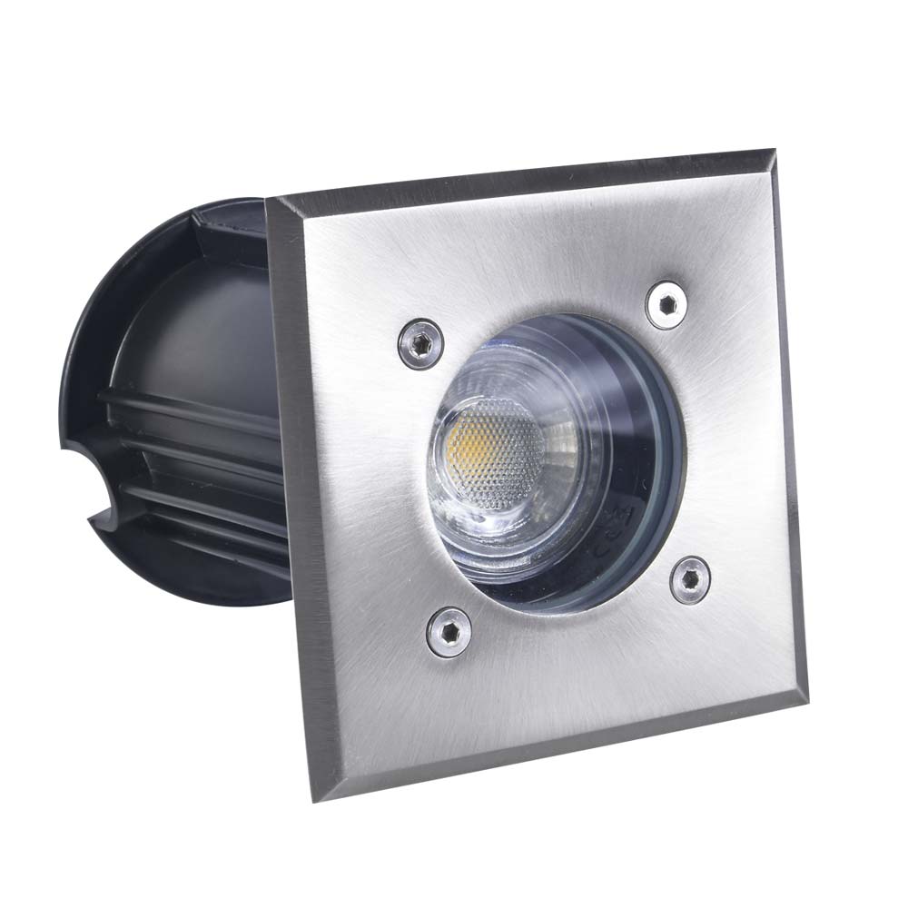 12V LED In-Ground Well Light - Square Flat Face Stainless Steel Landscape Lighting for Garden, Pathway, and Outdoor Decor