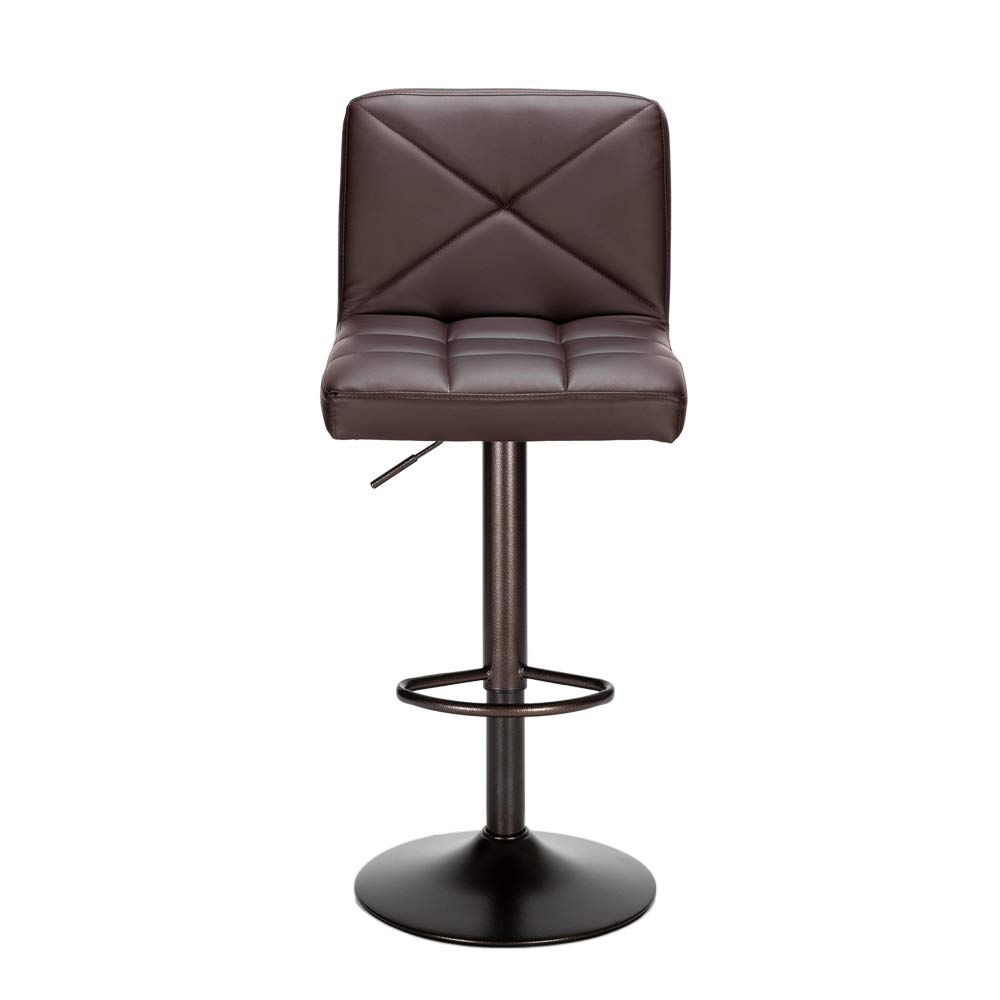 Modern Square PU Leather Adjustable Bar Stools with Back - Set of 2, Swivel Counter Height Stools for Kitchen Island, Coffee Bar & Home Decor - Crossover Design, No Armrest, Adjustable Height