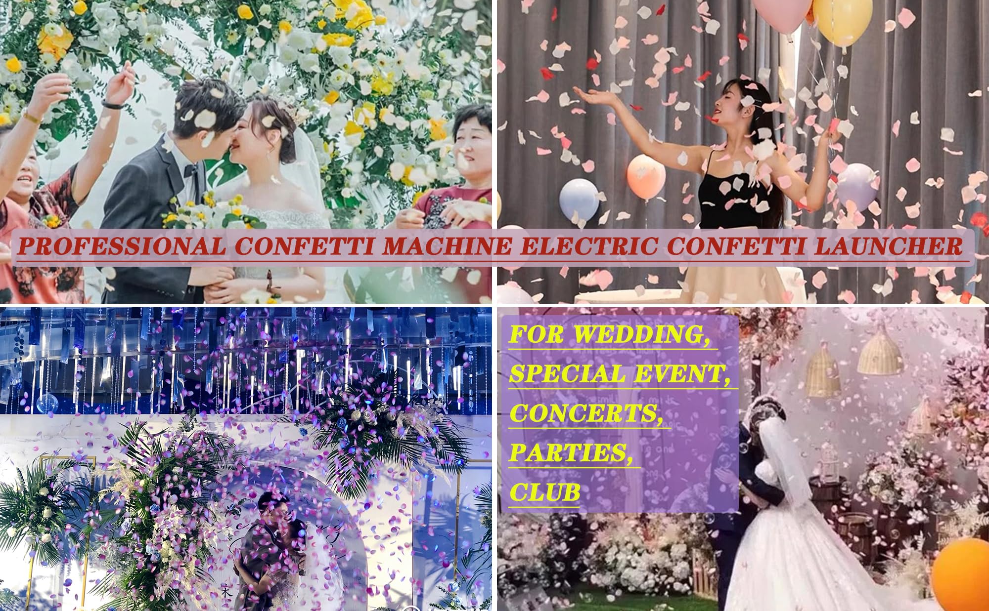 1500W Professional Confetti Cannon Machine - Electric Confetti Blaster with Wireless Remote & Tubes for Weddings, Parties, Concerts, Clubs & Special Events | Indoor & Outdoor Celebration Decorations