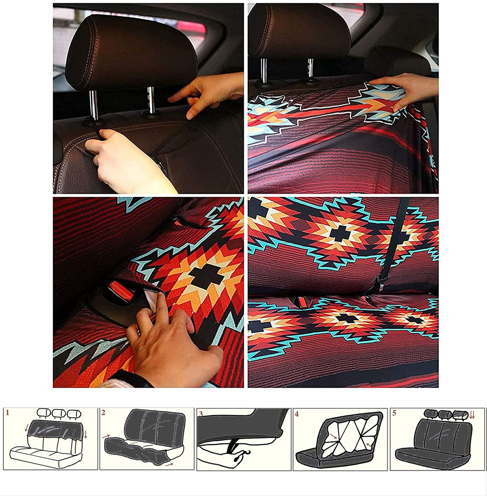 Brown Cow Print Car Seat Cover Set - Full Seat Protector for Front & Back Seats with Steering Wheel Cover, Seat Belt Pads & Cup Holder Coasters - Soft Animal Fur Design for Cars, Trucks & SUVs - Perfect Gift for Women & Men (Home, Office & Road Trips)