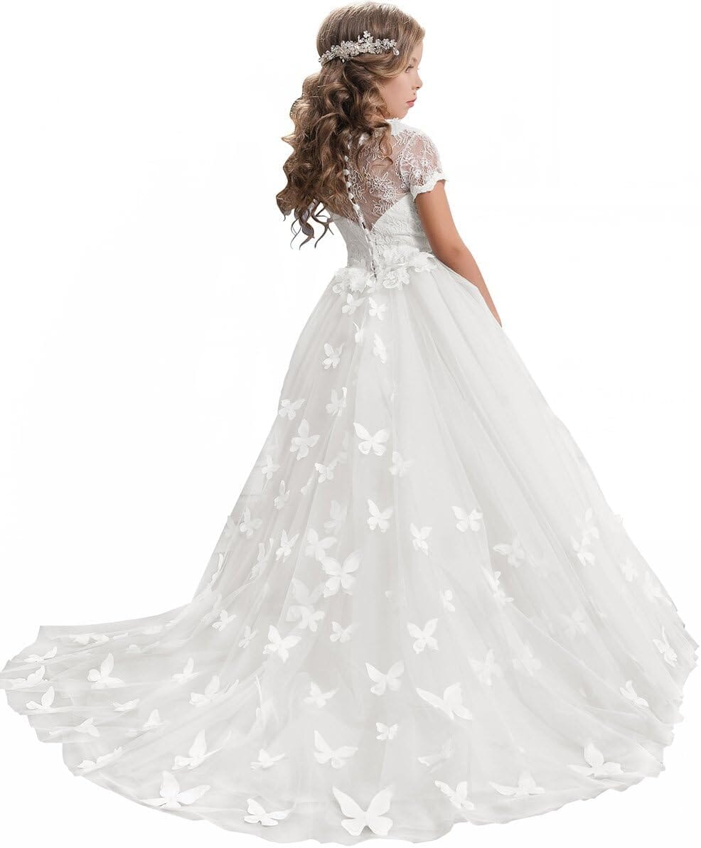 Little One Communion Dress for Girls - First Holy Communion Gown with Lace & Satin - Perfect for Church Ceremonies, Baptisms & Special Occasions