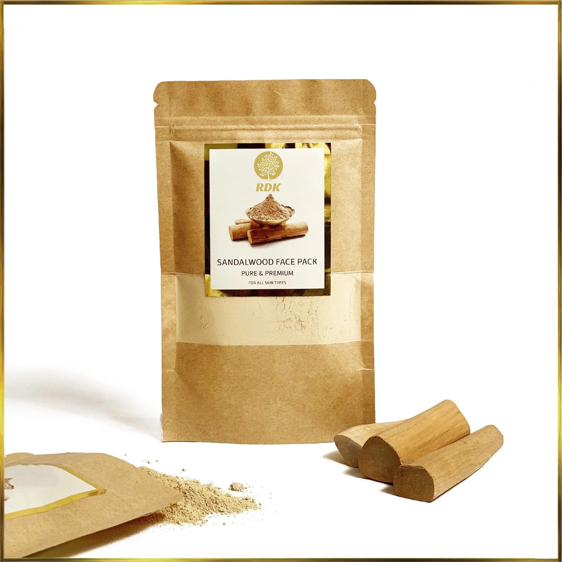 RDK Sandalwood Clay Mud Mask for Face & Body - Exfoliating & Acne Treatment Facial Mask - Pore Minimizer & Skin Detoxifier - Natural Skincare for Oily & Acne-Prone Skin (50g) | Perfect for Spa Days & At-Home Self Care Routines