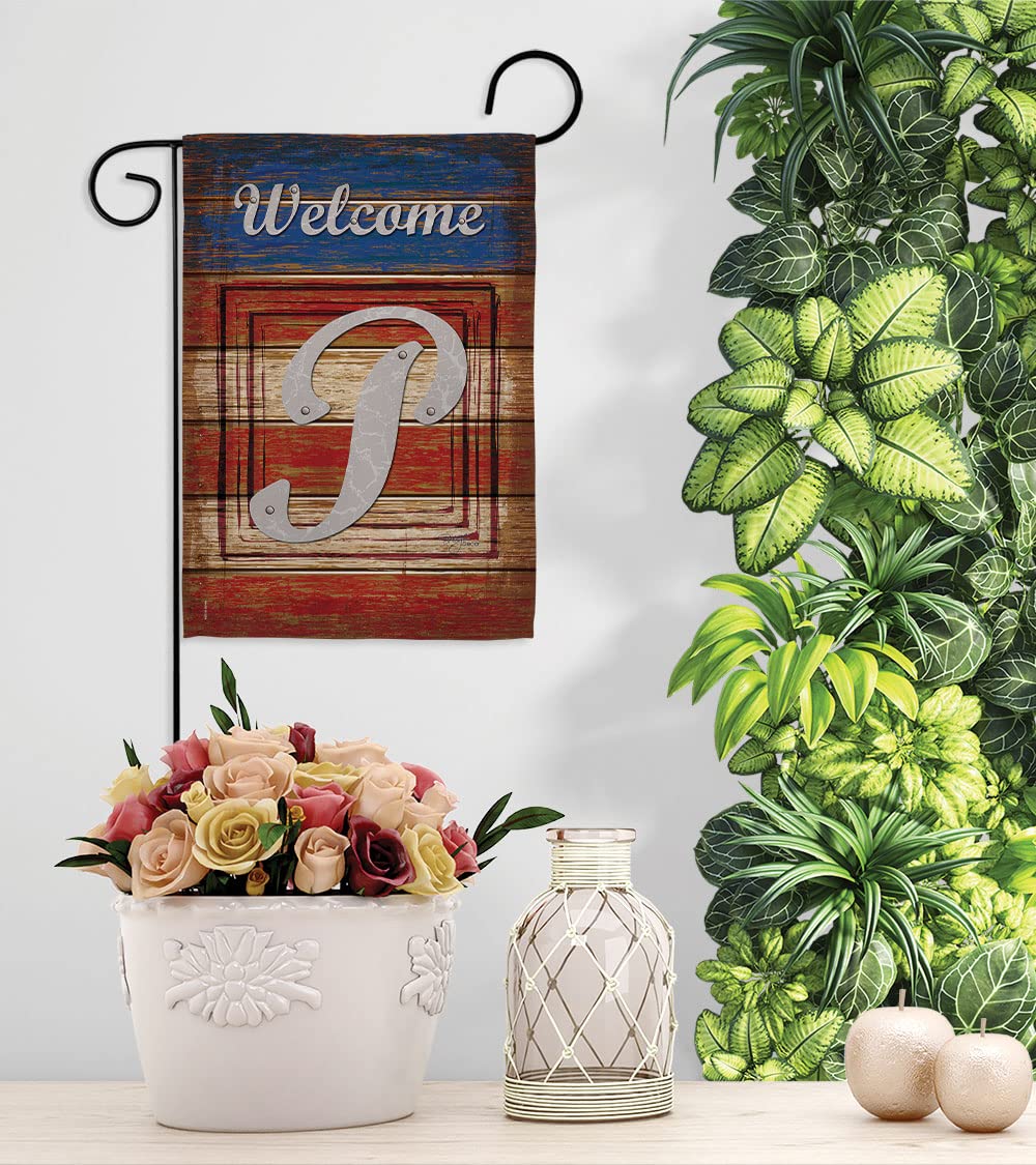 Patriotic P Initial Garden Flag - 13x18.5