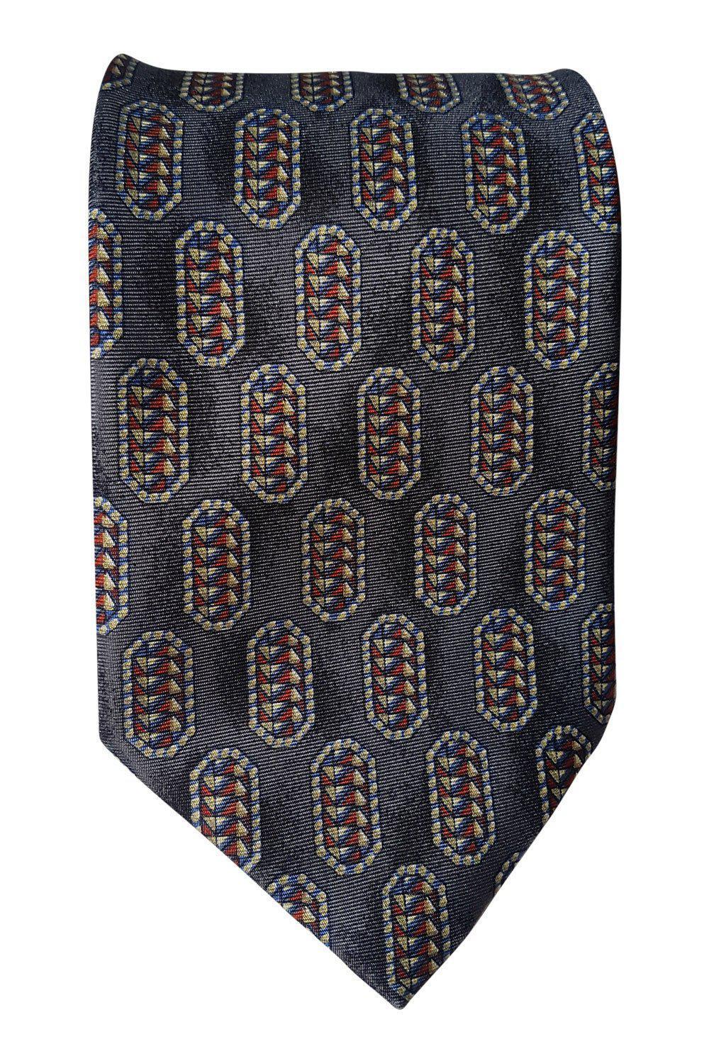 MARKS & SPENCER 100% Pure Silk Men's Necktie - Elegant Geometric Grey Pattern (58.5