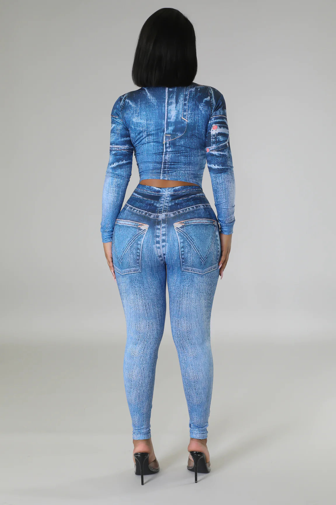 Stylish Denim Honey Pant Set for Women - Trendy High Waist Jeans & Matching Top Outfit - Perfect for Casual Wear, Date Nights & Street Style Fashion