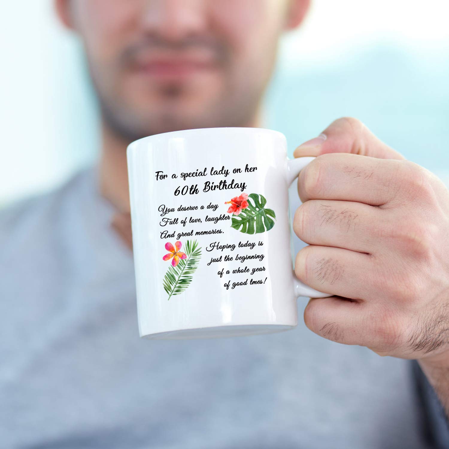 60th Birthday Coffee Mug for Women - 11 oz Ceramic Gift for Mom, Sister, Best Friend, Wife, Daughter - Perfect for Celebrating Milestone Birthdays & Special Occasions