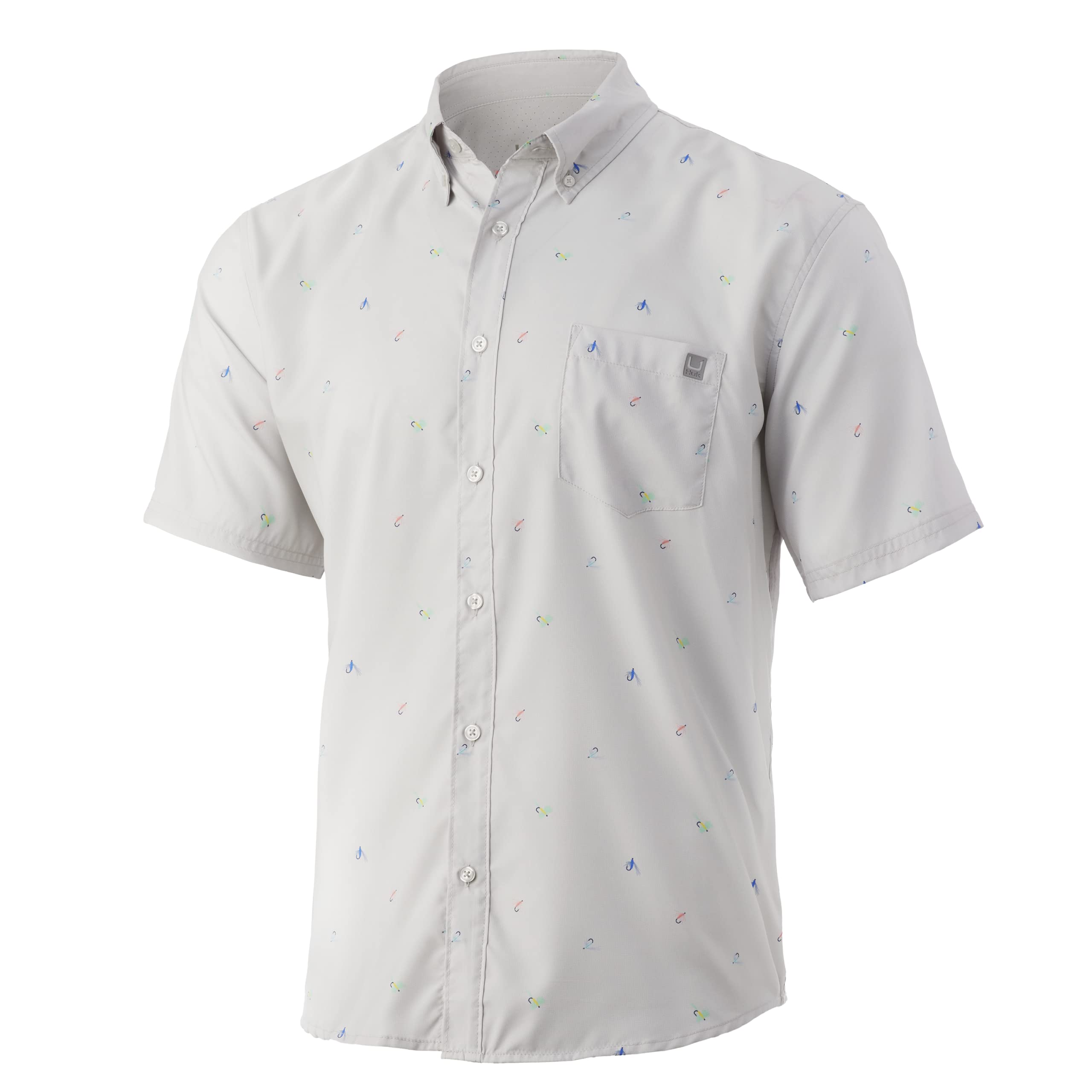 HUK Men's Teaser Short Sleeve Fishing Shirt - UPF Sun Protection Button Down Shirt for Outdoor Activities, Boating & Summer Adventures