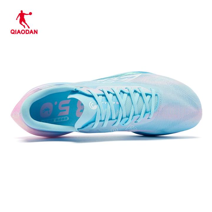 Qiaodan Men's FeiYing PB 5.0 Running Shoes - Lightweight Breathable Blue & Pink Athletic Sneakers for Jogging, Gym Workouts & Casual Wear