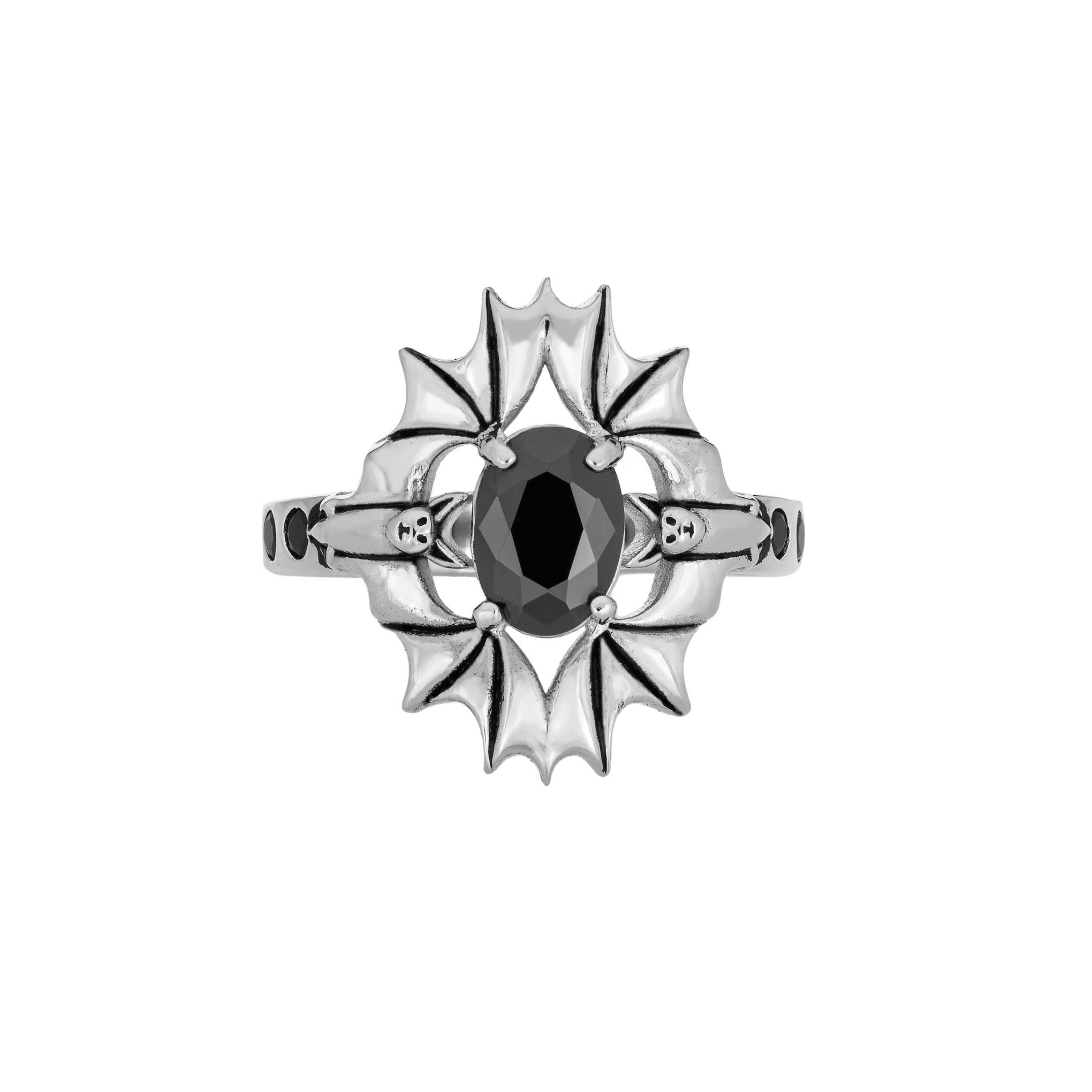 Vampira Ring - Gothic Vampire Jewelry for Women, Sterling Silver Statement Ring - Perfect for Halloween, Cosplay, and Dark Fashion Accessories