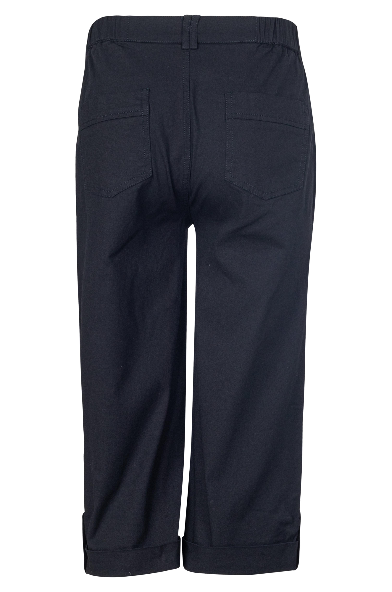Mid Calf Pants with Roll Up Hem - Black Casual Women's Trousers (Style 6812A1) for Work, Travel & Everyday Wear