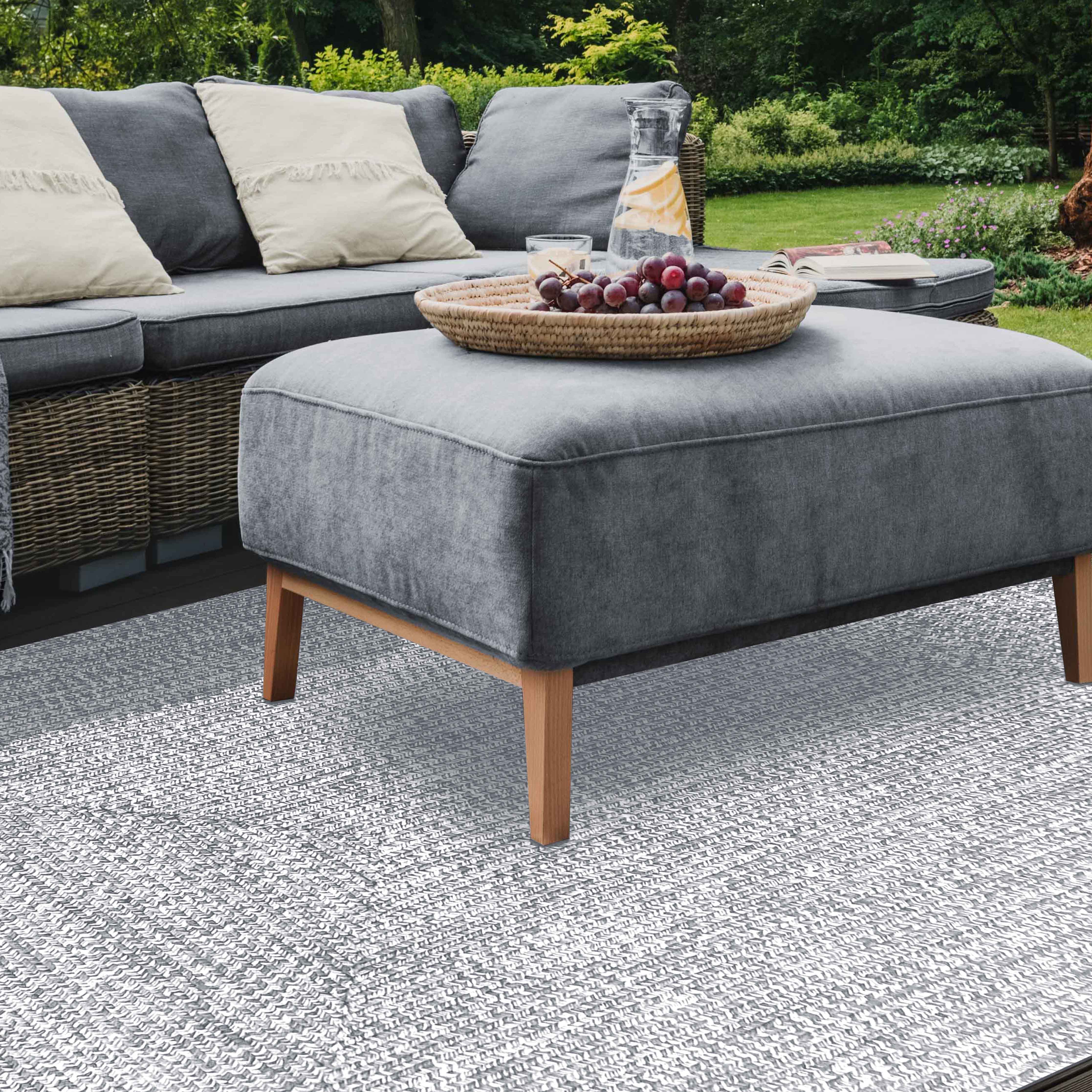 Two-Toned Braided Bohemian Area Rug - Indoor/Outdoor Use for Living Room, Patio & Bedroom Decor