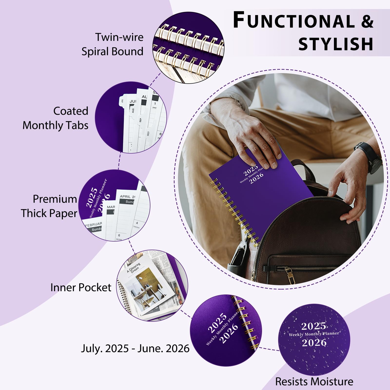 Ymumuda 2025-2026 Planner - 12 Month Weekly & Monthly Organizer (July 2025 to June 2026), 8.4