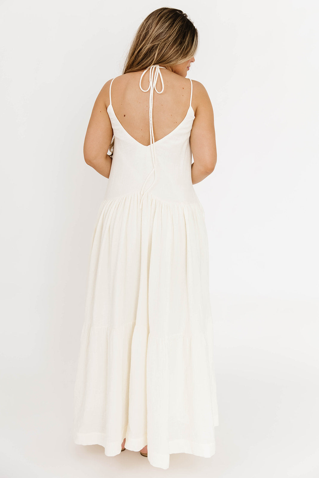 Solenne Women's Elegant Cream Maxi Dress - Perfect for Summer Weddings, Beach Vacations & Casual Outings