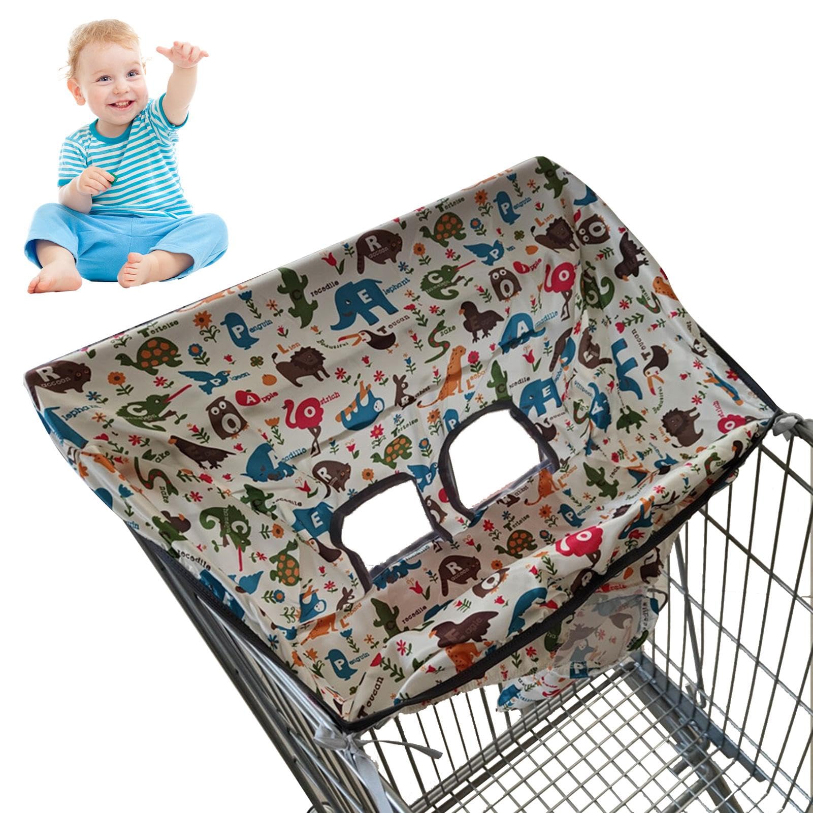 **Kids Shopping Cart with Cute Print - Easy to Clean, Fits Highchairs & Swings - Perfect for Pretend Play, Grocery Shopping & Indoor Fun**
