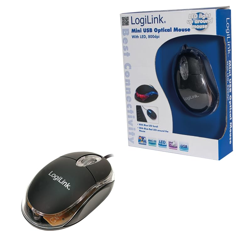 Wireless USB Optical Mini Mouse with Blue LED Light - Portable & Ergonomic Design for Laptop, PC, Mac - Perfect for Office, Gaming & Travel Use