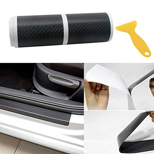 4 Pcs Carbon Fiber Car Door Entry Guards - 4D Sticker Panel Protector for Door Sill & Scuff Protection | Universal Fit for Most Vehicles | Perfect for Parking Lots, Garages & Daily Commuting