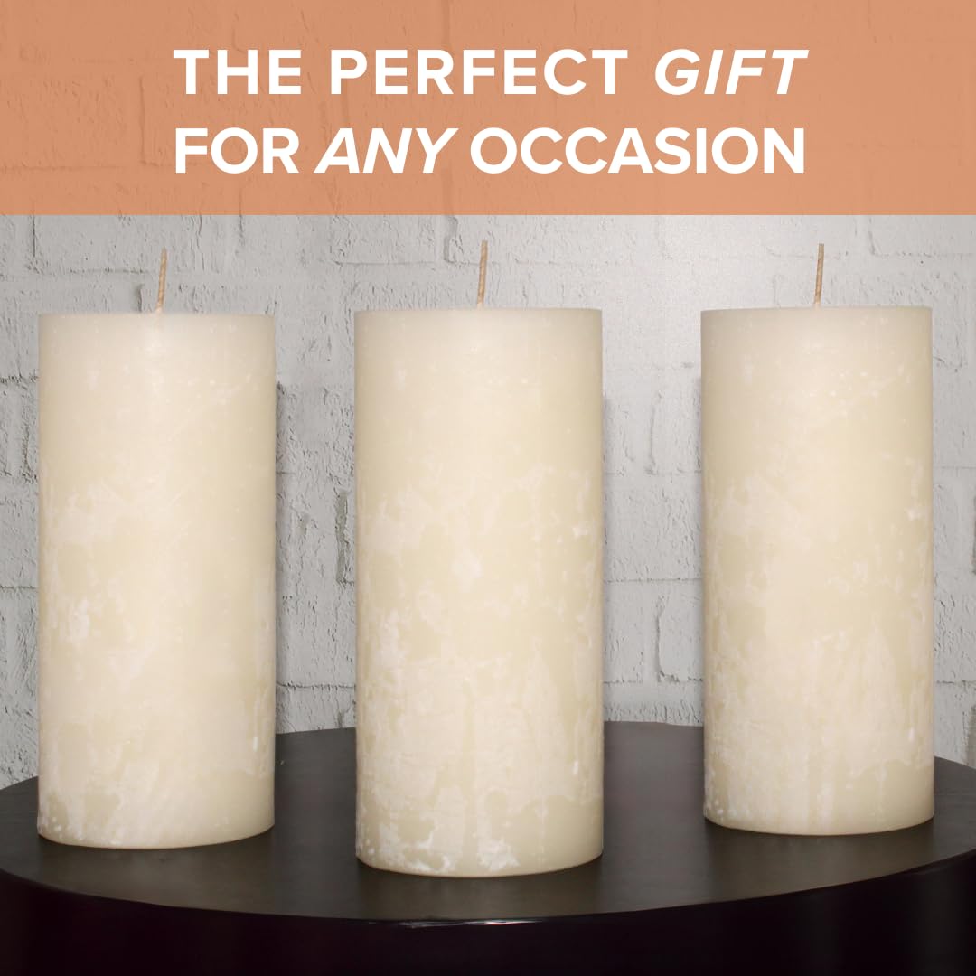 Simply Soson 3x6 Inch Ivory Scented Candles Set of 3 - Eucalyptus Sage, Citrus, Rustic Lavender - Home Aromatherapy Decor for Relaxation, Meditation & Gift Giving