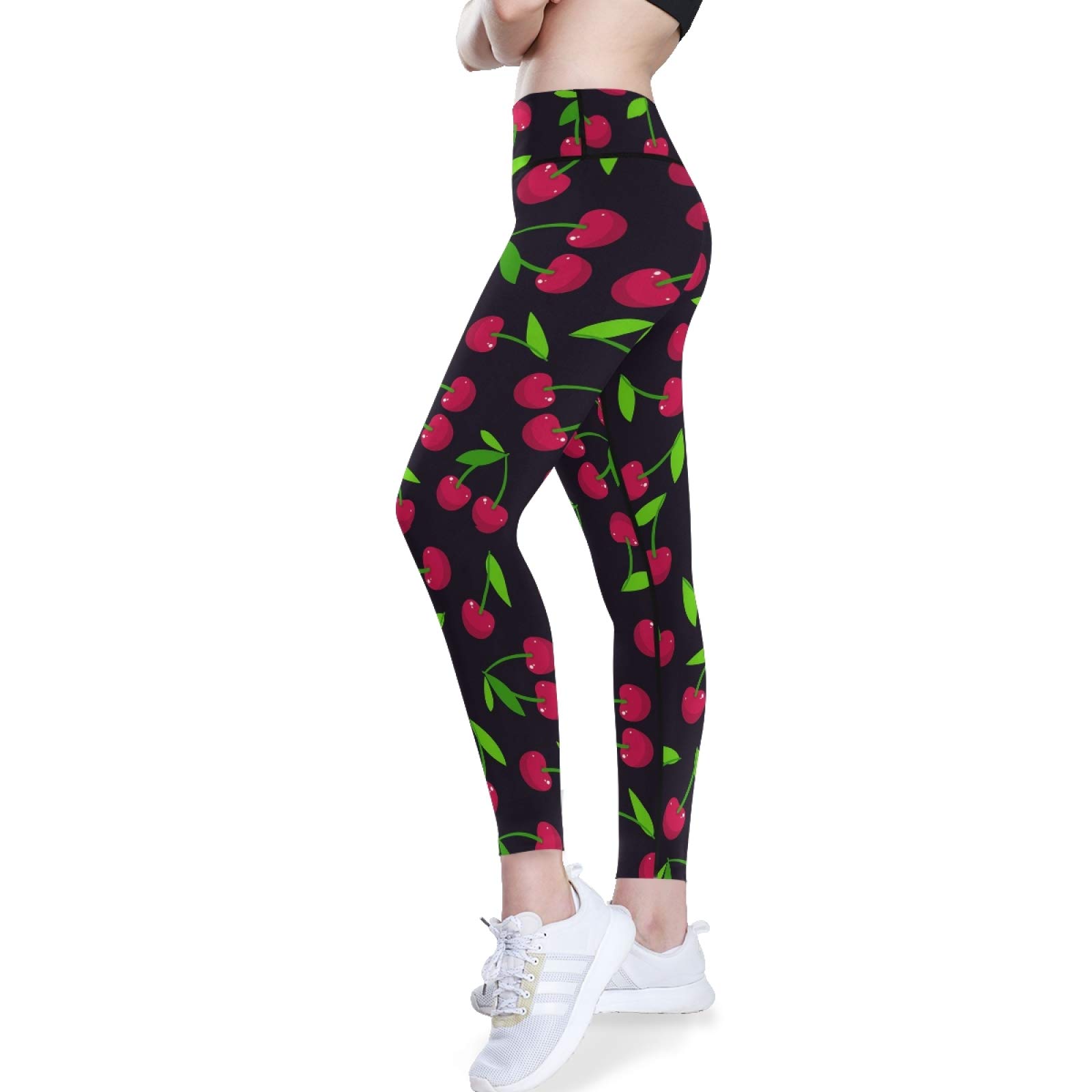 Red Cherries Yoga Pants - High Waist Tummy Control Leggings for Workout & Running