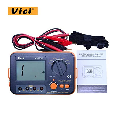 VC480C+ Digital Milli-Ohm Meter - 4-Wire Micro Ohm Resistance Tester with High Accuracy for Electronics, Automotive & Industrial Testing | Perfect for Circuit Boards, Battery Contacts & Electrical Components