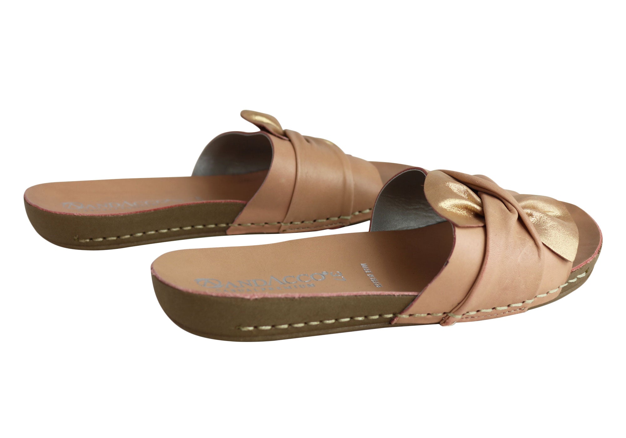 Andacco Women's Comfortable Leather Slide Sandals - Handmade in Brazil - Perfect for Beach, Pool, and Summer Casual Wear