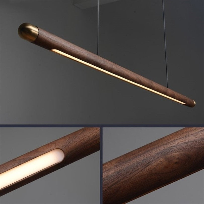 Handmade Walnut Wood Pendant Light - Modern Farmhouse Ceiling Lighting Fixture for Dining Room, Kitchen, Bedroom & Living Room Decor
