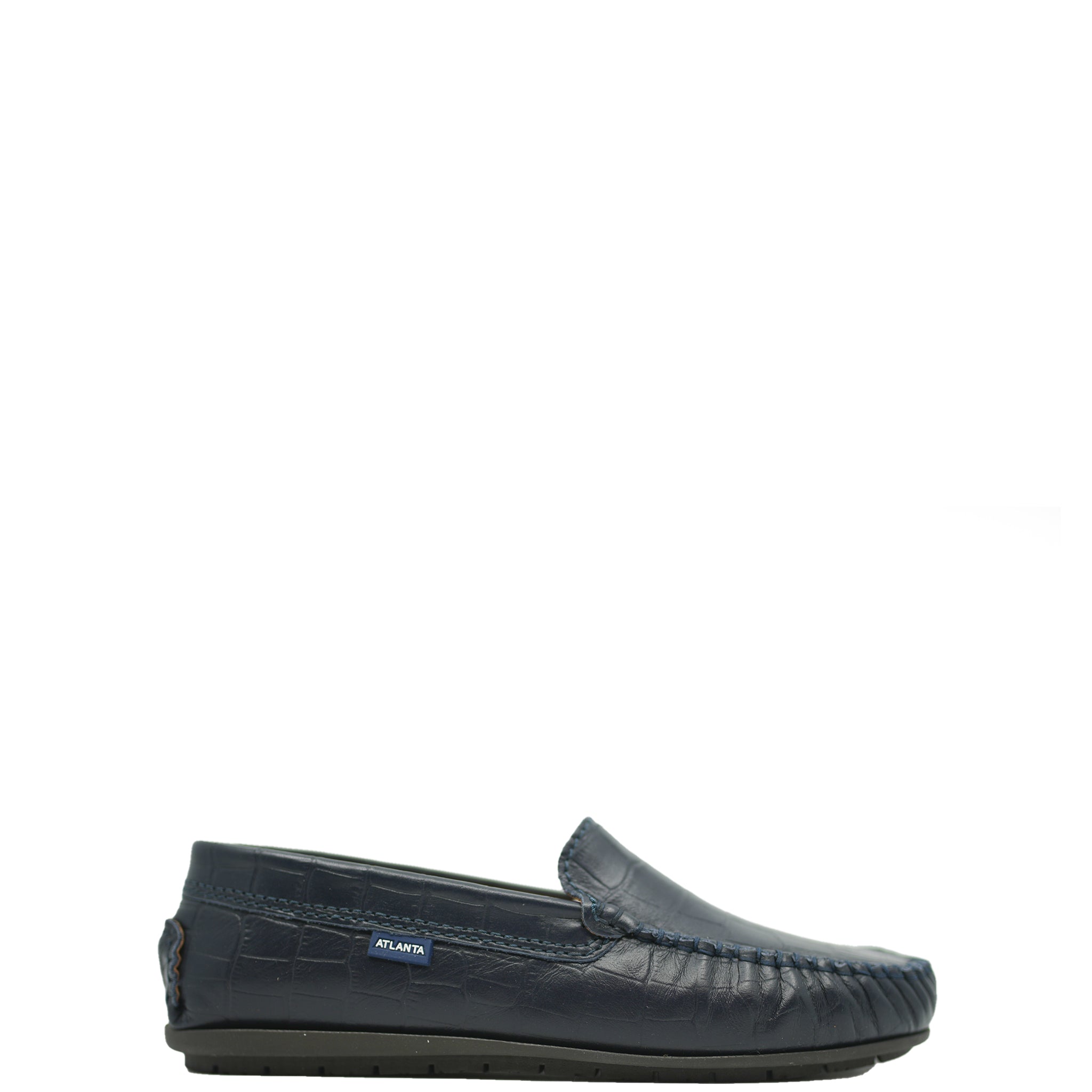 Men's Atlanta Moccasin Navy Crocodile Leather Loafers - Comfortable Slip-On Dress Shoes for Business, Office & Casual Wear