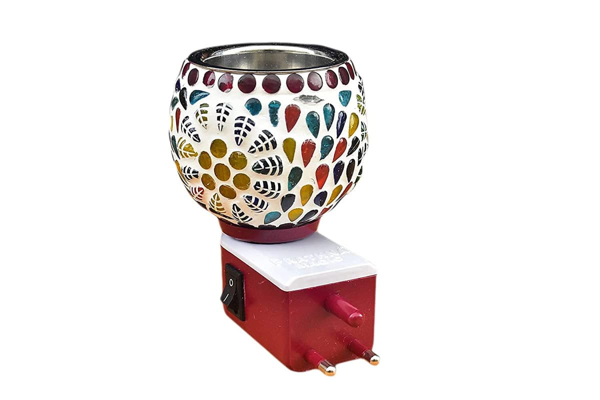 Premium Glass Camphor Diffuser & Essential Oil Burner with On/Off Switch - Dual Function for Aromatherapy, Meditation, and Home Decor (Fulpati & Goti)