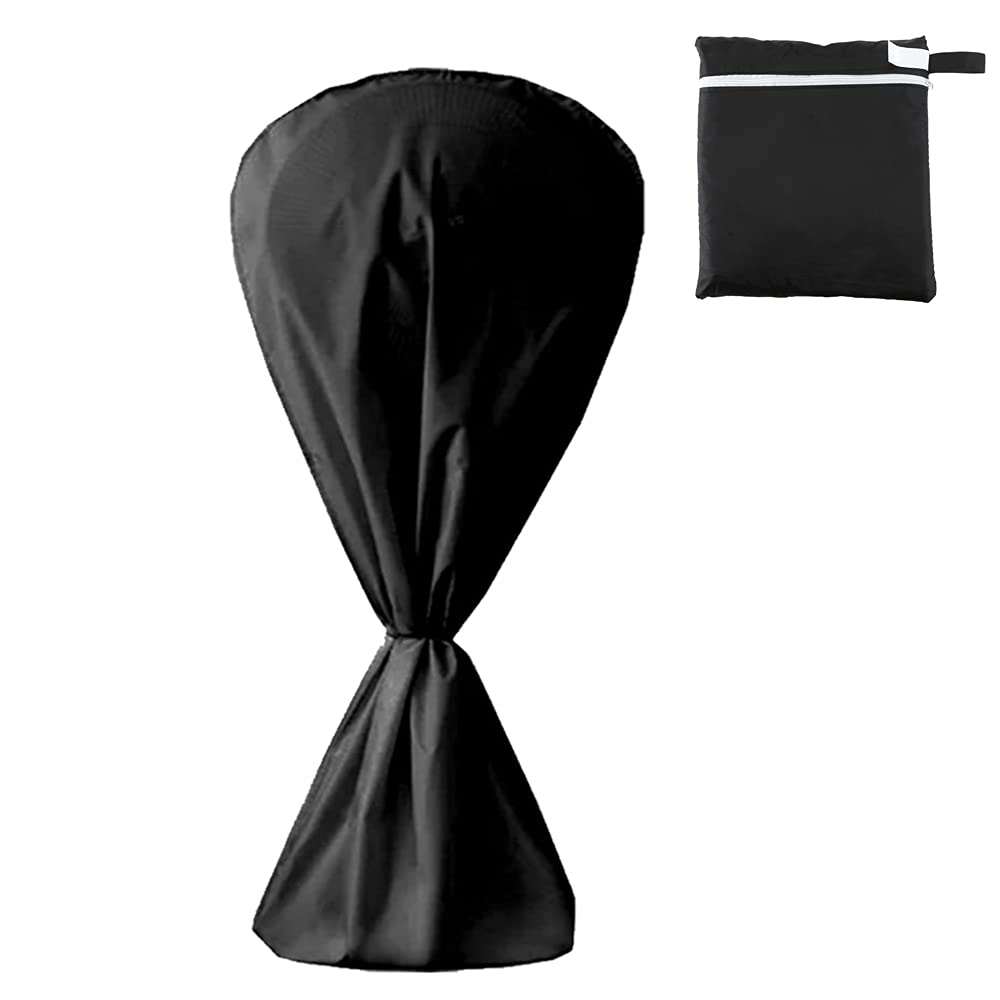 Heavy Duty 420D Waterproof Electric Fan Cover - Washable Dustproof Protective Sleeve for Pedestal Stand Fan & Floor Fan | Indoor & Outdoor Use, Home, Office, Garage - Black