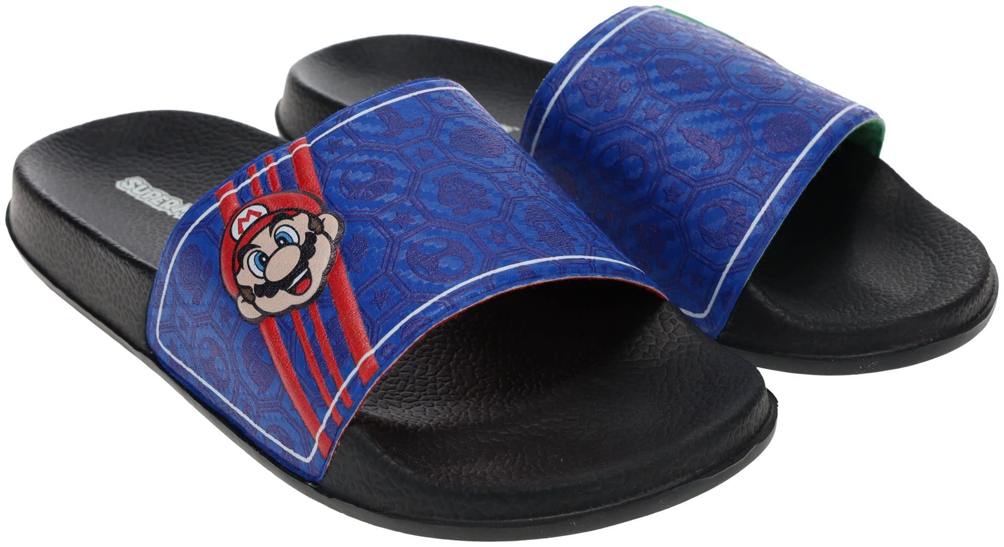 Super Mario & Luigi Mismatch Pool Slide Sandals for Boys - Comfortable Casual Outdoor Water Shoes - Nintendo Themed Sport Slides - Sizes 4 to 12 - Perfect for Swimming, Beach, Pool Parties & Summer Vacations