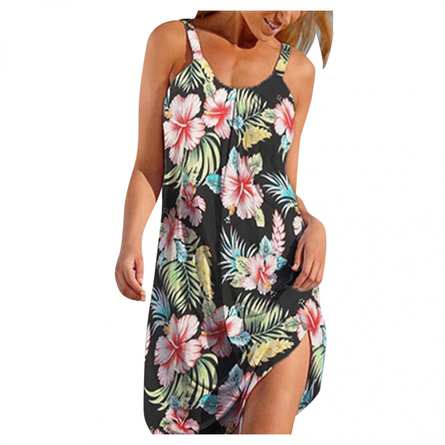Women's Summer Dresses - Floral Print Sleeveless Boho Sundress for Beach, Vacation & Casual Wear | Lightweight Cover Up Dress for Spring & Summer Outings