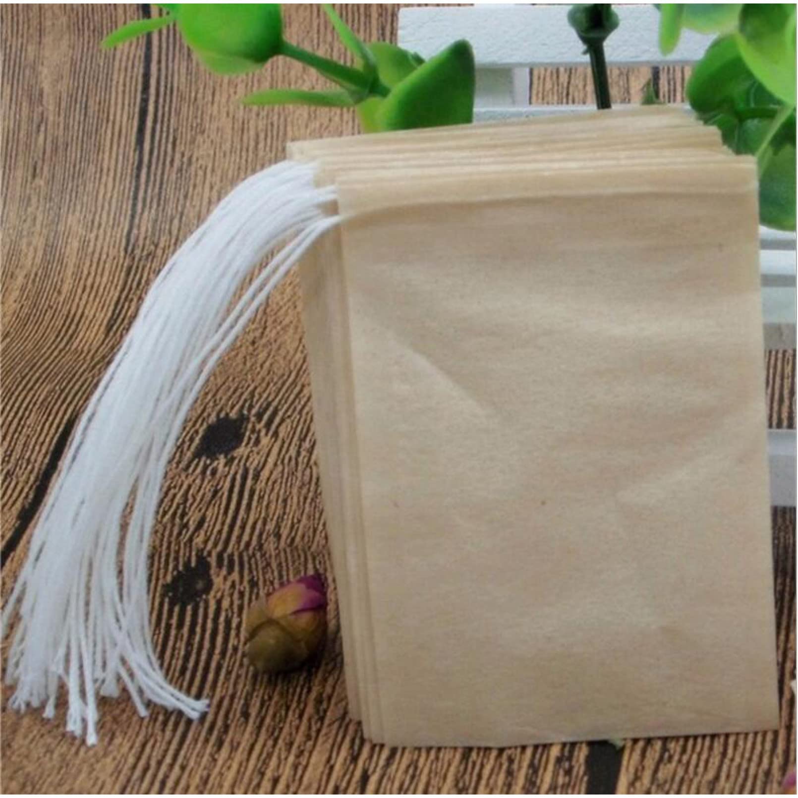 100Pcs Disposable Empty Tea Bags with String & Heat Seal - Fine Mesh Filter Paper for Loose Leaf Tea, Herbs & Spices - Perfect for Homemade Tea Blends, Gift Giving & Tea Parties