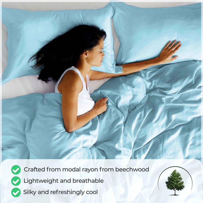 Premium 300 Thread Count Modal Duvet Cover Set - Soft & Breathable Beechwood Fabric - Perfect for Bedroom, Hotel, and Guest Room Comfort