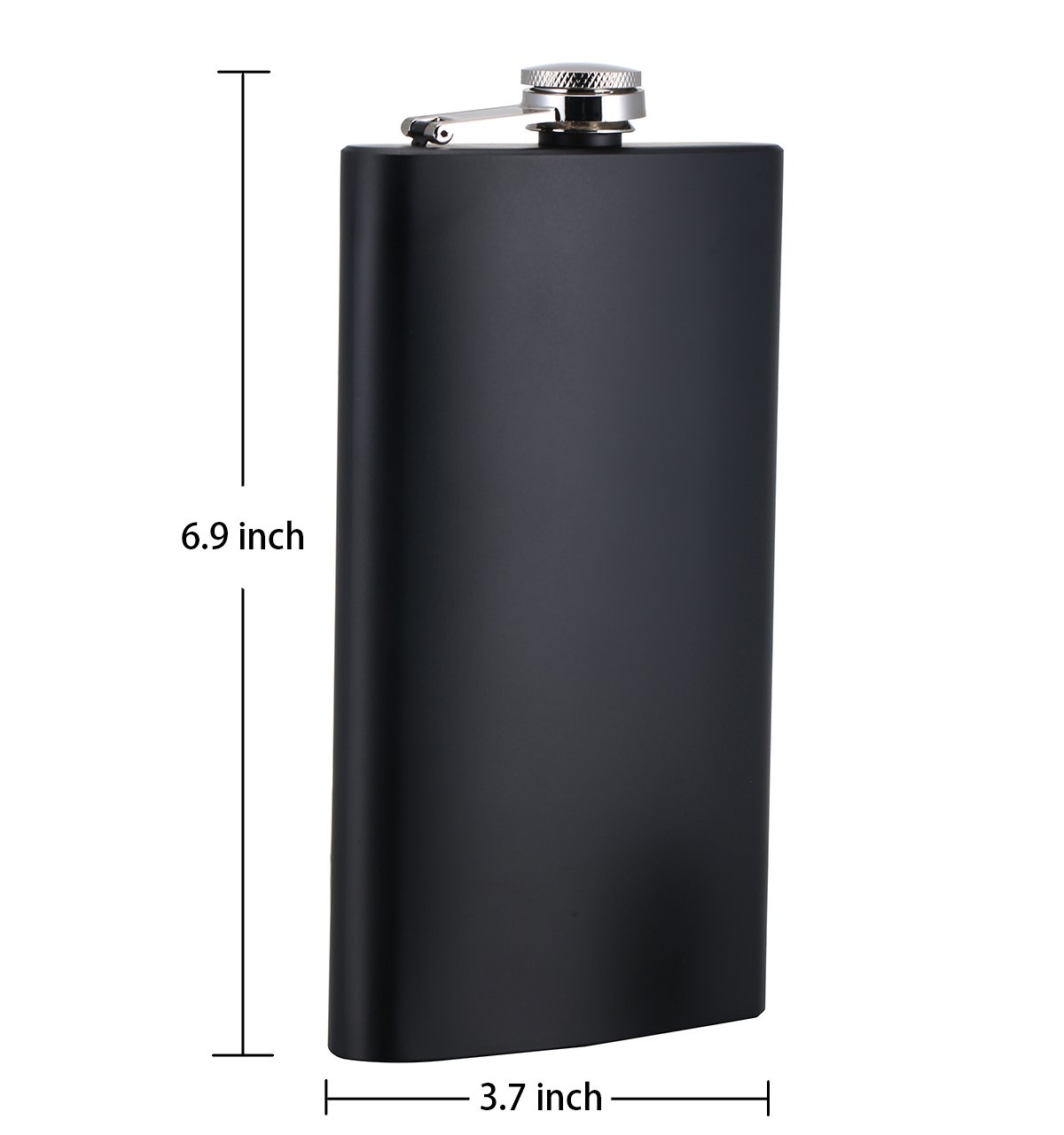 12 oz Matte Black Stainless Steel Whiskey Hip Flask with Funnel - Leak Proof & Durable for Outdoor, Travel & Gifts - Portable Pocket Liquor Flask in Gift Box