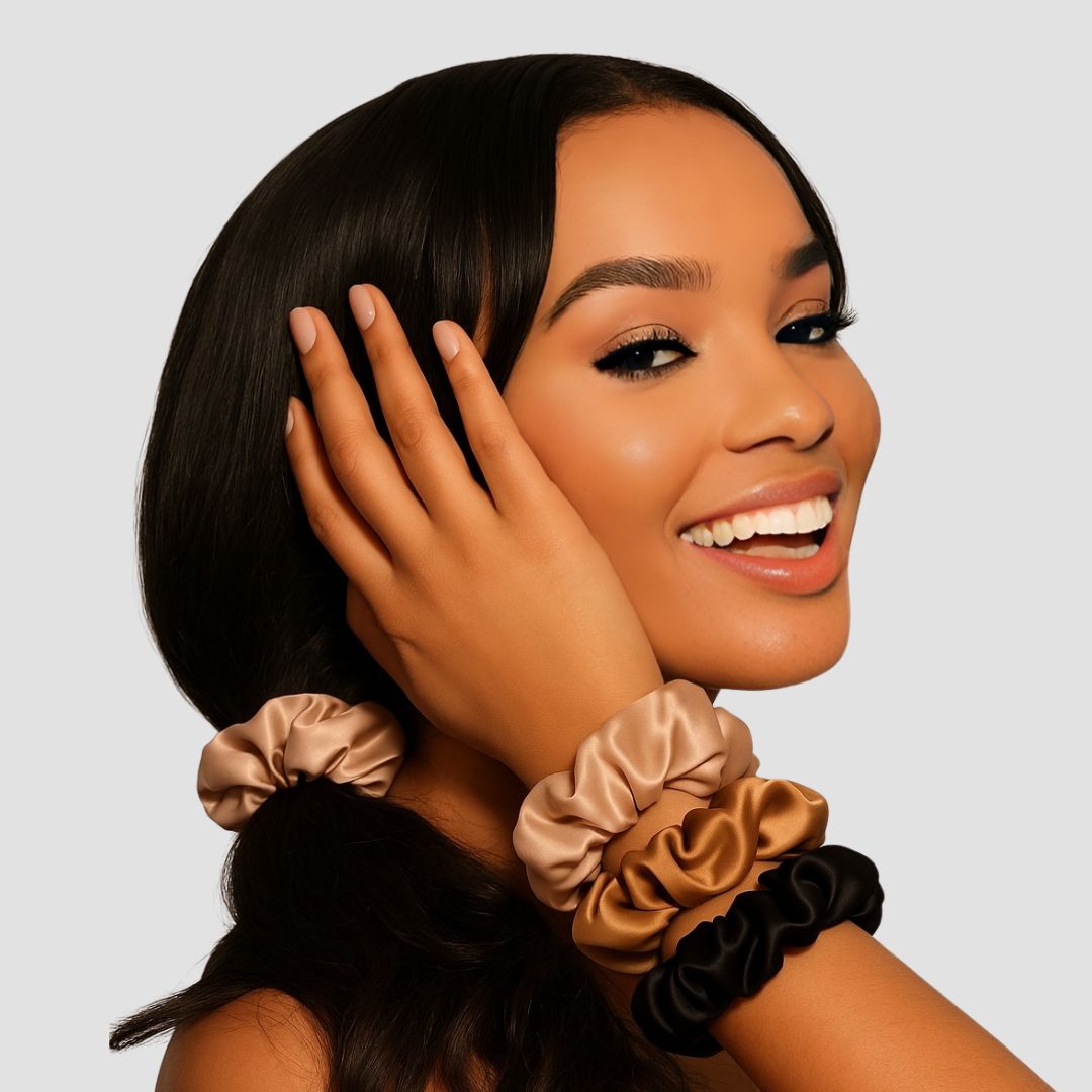 Premium Satin Scrunchies for Women - Soft Hair Ties for Thick & Thin Hair - Gentle No-Crease Hair Accessories for Workout, Sleep & Everyday Use