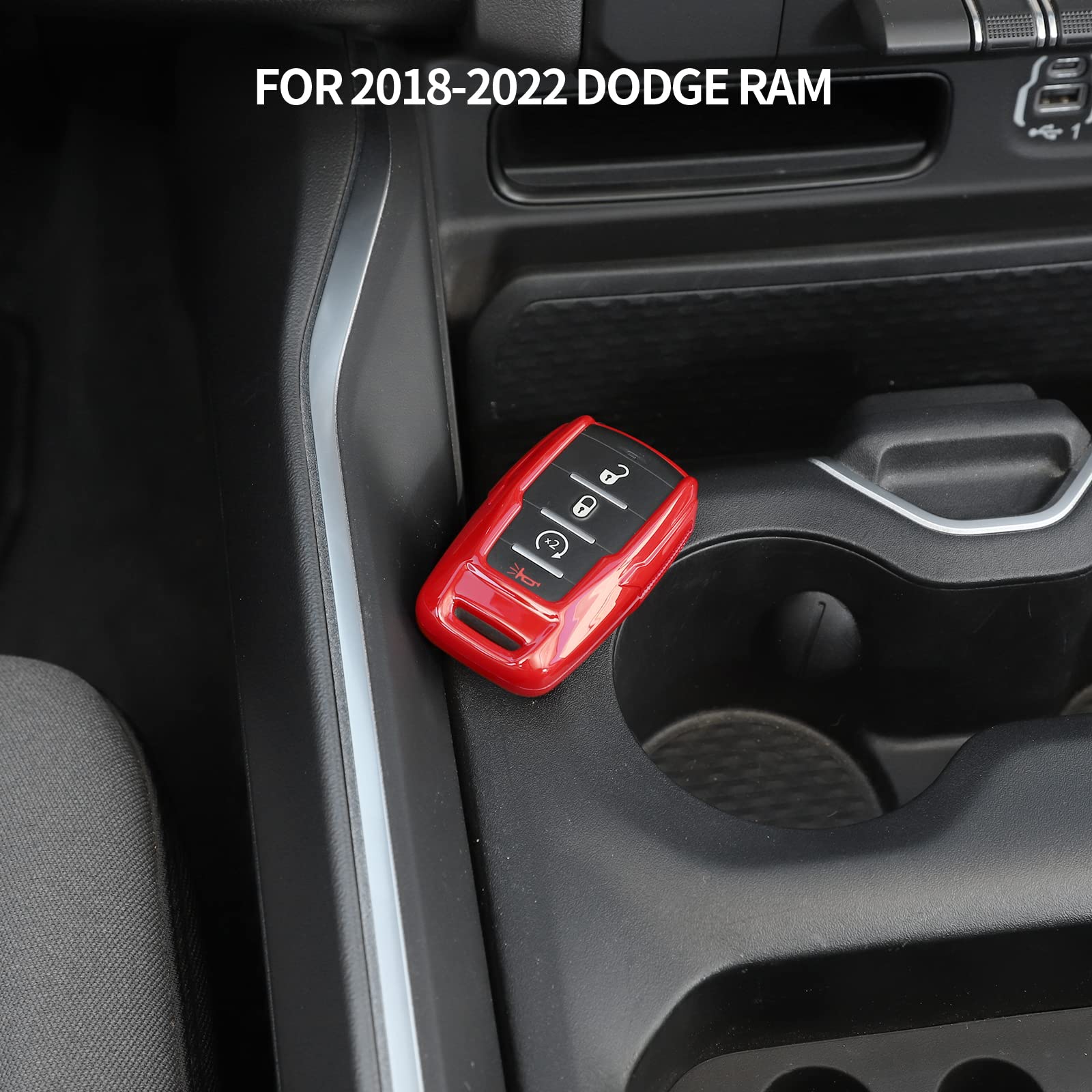 CheroCar RAM Key Fob Cover - Durable Shell Protector for Keyless Entry Remote (2018-2022 Dodge RAM) - Red | Perfect for Truck Owners & Off-Road Adventures